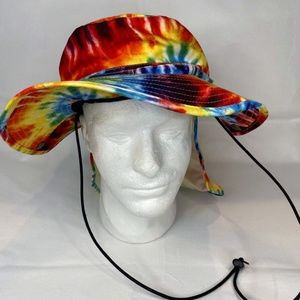 Bioworld Sun Hat Wide Brim Neck Protection Rainbow Pattern NWT